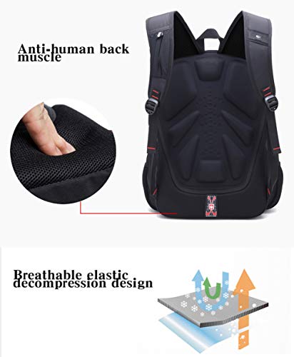 EggshellHome Oxford Swiss - Mochila para portátil de 17 Pulgadas con Carga USB, Mochila Impermeable para Hombres y Mujeres de Viaje,Black