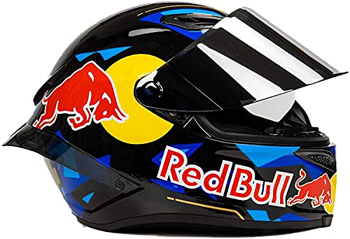 Egrus Casco de Motocicleta a través, Casco Red Bull Full Red Bull Casco Casco de Motocicleta Certificación ECE para Motocicleta Mountain Racing Downhill Ciclismo Cachorro Completo XL