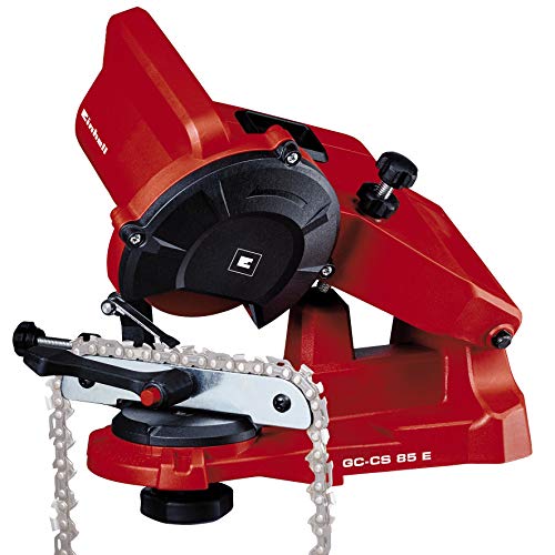 Einhell GC-CS 85 E – Afilador de cadenas de motosierra eléctrica con cable. Ralentí 5500 RPM, 85 W, 220-240 V | 50 Hz, tope de profundidad y disco de afilado