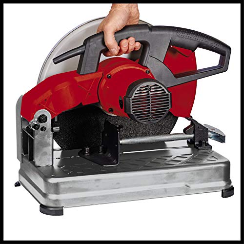 Einhell Tronzadora de metal con cable - TC-MC 355 - 2300 W, 4000 rpm, rueda de corte Ø 355 x Ø 25,4 x 3,2 mm, tope de altura ajustable, bloqueo de la hoja, deflector de chispas, asa adicional