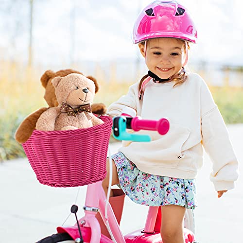 EIRONA Cesta de bicicleta para niños 12 14 16 bicicleta para niños, cesta de bicicleta para scooter, triciclo, accesorios para bicicletas para niños y niñas, rosa
