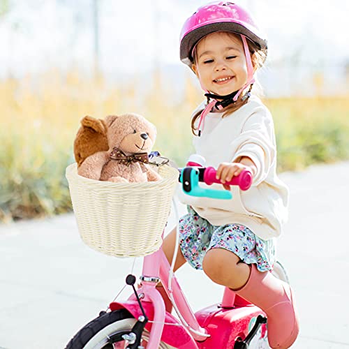 EIRONA Cesta de bicicleta para niños 12 14 16 bicicletas para niños, cesta de bicicleta para scooter, triciclo, accesorios para bicicletas para niños y niñas, color blanco