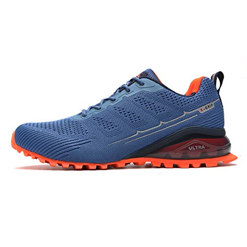 Eisrumu Zapatillas de Trail Running Hombre, Calzado de Correr en montaña para Adultos Unisex Naranja Azul 48EU