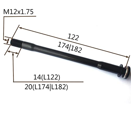 Eje de Horquilla,Eje pasante de la Bicicleta A través del Eje 12x100 12x135 12x142 12x150 MTB Pinchos de Bicicleta TP 1.75 MM Trasero L167 L174 L182 L198 Frente L122 (Color : 12x100 L122 Without)