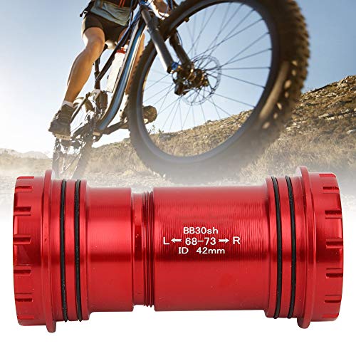 Eje de pedalier BB, Eje de pedalier de Bicicleta, Eje de pedalier de rodamiento Rosca de aleación BB30 Carcasa de Cuadro de 42 mm para bielas de 24/24 mm Bicicleta de montaña(Red)