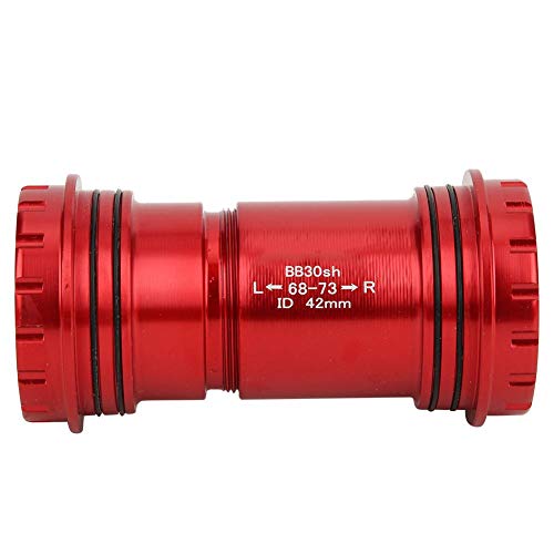 Eje de pedalier BB, Eje de pedalier de Bicicleta, Eje de pedalier de rodamiento Rosca de aleación BB30 Carcasa de Cuadro de 42 mm para bielas de 24/24 mm Bicicleta de montaña(Red)