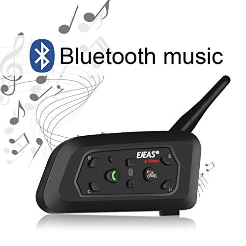 Ejeas V6Pro 2xAuriculares Intercomunicador Moto Bluetooth para Motocicletas, Gama Comunicación Intercom de 1200m, intercomunicador Casco Moto, Impermeabilidad, Intercomunicacion Entre 6 Motociclistas