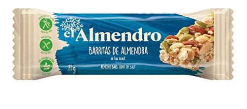 El Almendro, Barritas de Almendra a la Sal, Barritas Energeticas, Fruta Seca, 4 Porciones de 25 Gramos, 84 Gramos