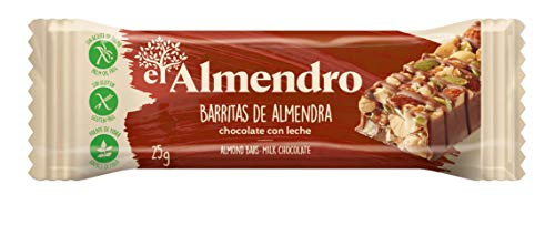 El Almendro, Barritas de Almendra y Chocolate con Leche, Barritas Energeticas, 10 porciones de 25 Gramos, 250 Gramos