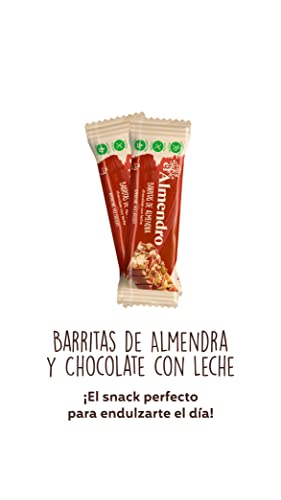 El Almendro, Barritas de Almendra y Chocolate con Leche, Barritas Energeticas, 10 porciones de 25 Gramos, 250 Gramos