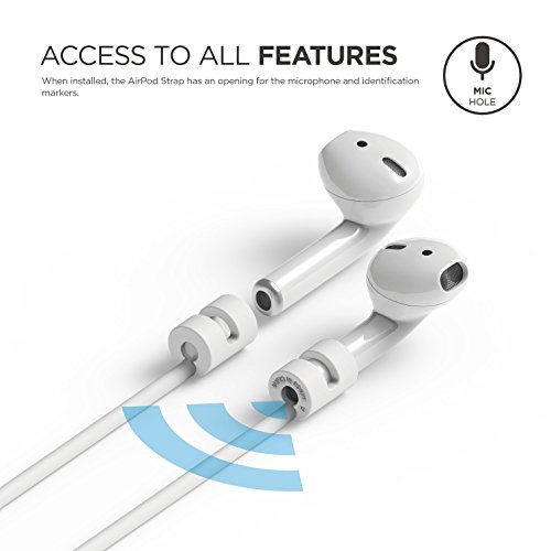 elago Correa para AirPods y AirPods Pro Sujetador Compatible con Apple AirPods 1 & 2 y AirPods Pro - Longitud Ideal (45cm), Anti-Perdida (Blanco)