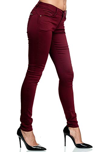 elara Pantalones Vaqueros Mujer Push Up Skinny Chunkyrayan Rojo Bordeos Y 5104-1 Bordeauxrot-46 (3XL)