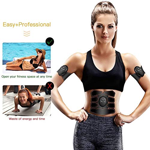 Electroestimulador Muscular Abdominales, Masajeador Eléctrico Cinturón,Estimulación Muscular Masajeador Eléctrico Cinturón Abdomen/Brazo/Piernas/Glúteos,Almohadillas de Gel 10pcs