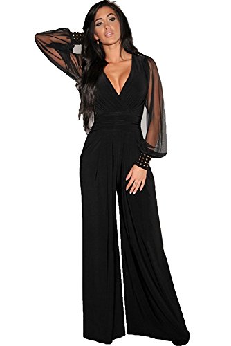 Elegante mono de pantalón largo, traje de ceremonia para mujer, mujer, negro, XXL