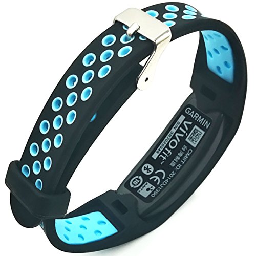 Elespoto Garmin Vivofit Accesorios Correa de Repuesto Banda Deporte Correas para Garmin Vivofit generación Pulsera Fitness Pulsera Reloj Inteligente rastreador Actividad con Hebilla (Black Blue)