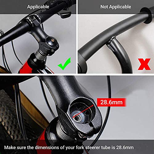 Elevador Manillar Bicicleta,Aleación de Aluminio Extensor de Vástago de Horquilla de Bicicleta,Adaptador de Manillar Para Ciclismo MTB 1-1/8" 28.6mm Negro