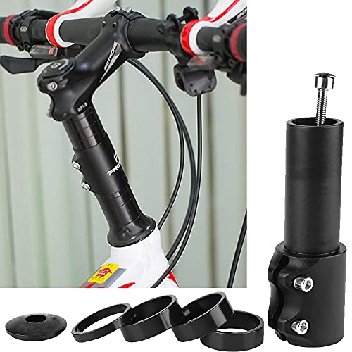 Elevador Manillar Bicicleta,Aleación de Aluminio Extensor de Vástago de Horquilla de Bicicleta,Adaptador de Manillar Para Ciclismo MTB 1-1/8" 28.6mm Negro