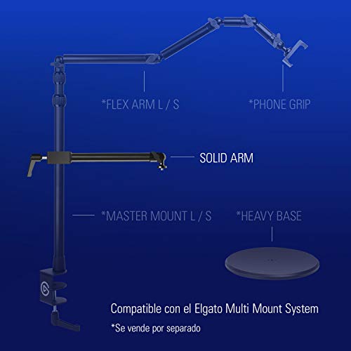 Elgato 10AAG9901 Solid Arm, Sujeción auxiliar para cámaras, luces y demás, accesorio Multi Mount