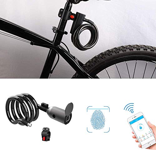 eLinkSmart Candado de cable de acero para bicicleta con huella digital, resistente al agua, candado de cable de 1,5M para bicicleta de montaña, bicicleta de carretera, puerta, puerta, carro
