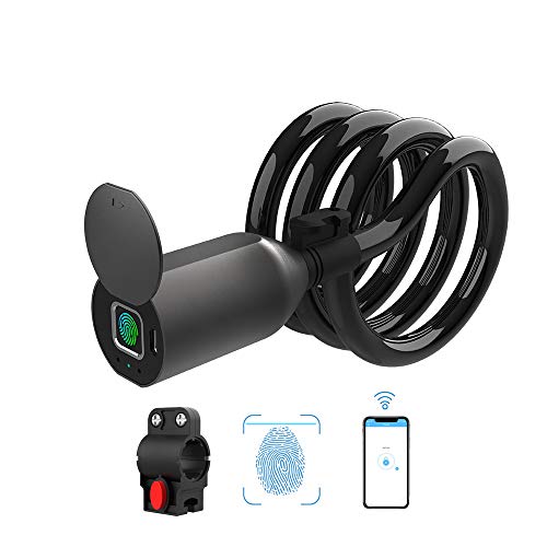 eLinkSmart Candado de cable de acero para bicicleta con huella digital, resistente al agua, candado de cable de 1,5M para bicicleta de montaña, bicicleta de carretera, puerta, puerta, carro