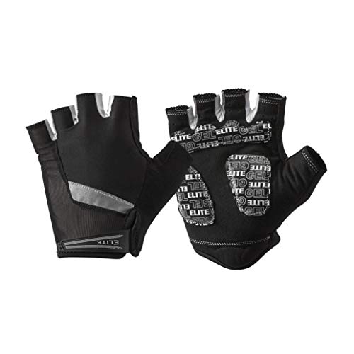 Elite Cycling Project Velocity - Guantes de Ciclismo Acolchados (Media Pierna, Gel, Talla Mediana), Color Negro