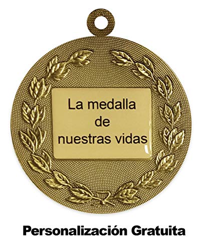 Emblemarket Medalla de Metal Personalizable - Triatlón - Color Plata - 6,4cm - Cinta Incluida - Colores de Cinta - Olímpica