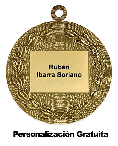 Emblemarket Medalla de Metal Personalizable - Triatlón - Color Plata - 6,4cm - Cinta Incluida - Colores de Cinta - Olímpica