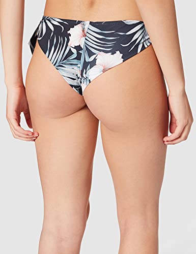 Emporio Armani Swimwear Triangle Rem.Copas & Brazilian W/Bows Bikini Tropical Garden Juego Biquini, Diseño de Flores en Color Negro, M para Mujer