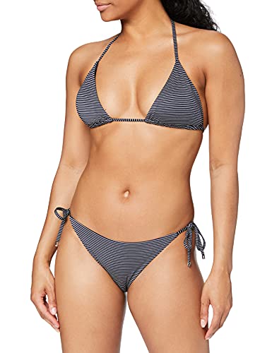 Emporio Armani Swimwear Triangle Rem.Cups & Brief W/Bows Bikini Silver & Bronze Juego Biquini, Azul Marino a Rayas, M para Mujer