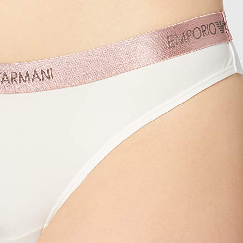 Emporio Armani Underwear Brazilian Brief Iconic Microfiber Calzoncillos, Marfil, L para Mujer