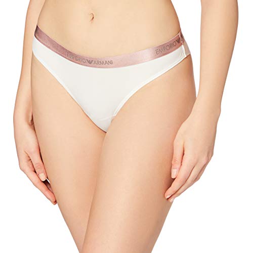 Emporio Armani Underwear Brazilian Brief Iconic Microfiber Calzoncillos, Marfil, L para Mujer