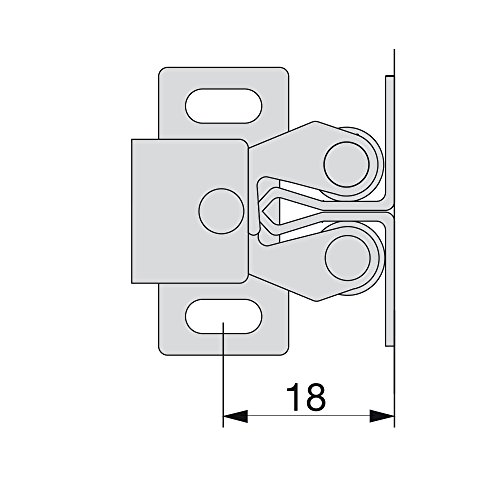 Emuca 1275505 Cierres de doble rodillo para puerta de mueble, Set de 10 piezas