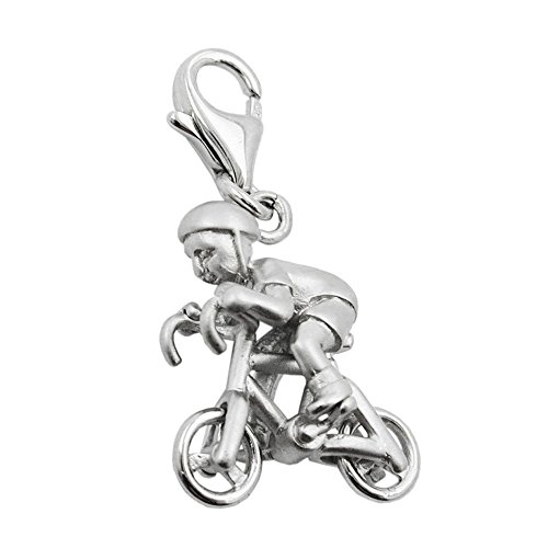 Encanto de los ciclismo ciclistas con casco 925 señoras plata