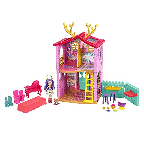 Enchantimals Casa Ciervo 2.0 con Danessa Deer Muñeca con casa de juguete, mascota y accesorios, regalo para niñas y niños +4 años (Mattel HFC41)