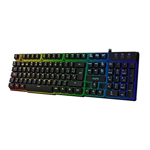 Energy Sistem Gaming Keyboard ESG K2 Ghosthunter (Teclado de Membrana, USB, Luces LED Efecto Rainbow, Anti-ghosting de 19 Teclas)