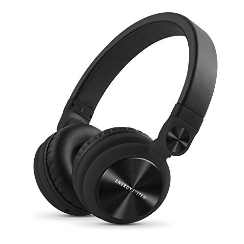 Energy Sistem Headphones DJ2 Black Mic (Auriculares Estilo DJ, Flip-Up Ear Cups, Removable Cable, Control Talk, Foldable), negro