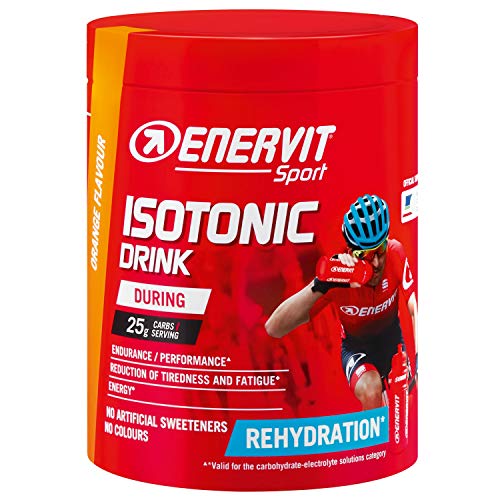 Enervit Sport Isotonic Drink Bebida isotónica en polvo de electrolitos para deportes de resistencia, bebida isotónica para uso regular en el deporte, naranja, lata de 420 g