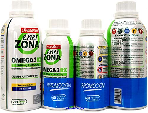 Enerzona Omega 3RX1gr |EPA 400 mg+DHA 200 mg| 240capsulas + Regalo 60capsulas.- PACK 2UN (TOTAL 600 CAPSULAS)