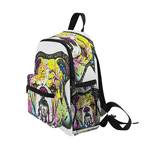 English Bulldog Mini mochila infantil preescolar preescolar, Spanish Bulldog 4 (Multicolor) - A01E18011-A