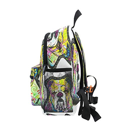 English Bulldog Mini mochila infantil preescolar preescolar, Spanish Bulldog 4 (Multicolor) - A01E18011-A