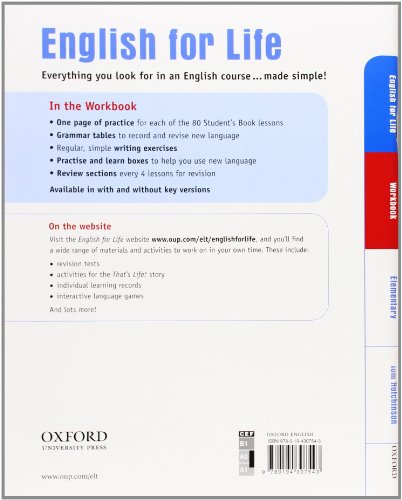 English for Life Elementary. Workbook without Key: General English four-skills course for adults