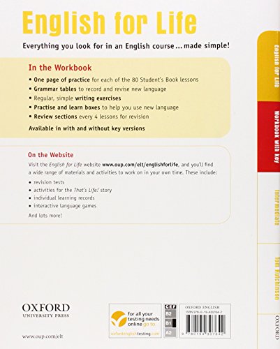 English for Life Intermediate. Workbook with Key: General English four-skills course for adults