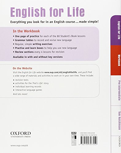 English for Life Pre-Intermediate. Workbook without Key: General English four-skills course for adults