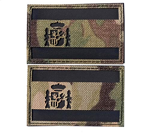 Envio 24h 2 Parches Velcro x España Bandera Táctico Bandera con Velcro podría ser Pegado a la Ropa, Chaleco, Gorra, Mochila Directamente Color Militar