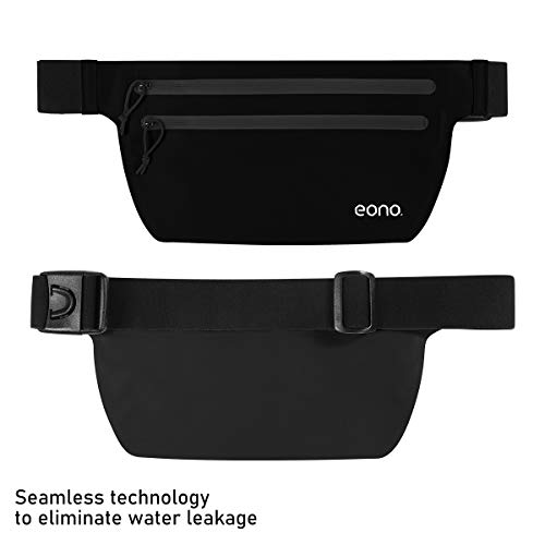Eono Essentials - Cinturón portaobjetos Resistente al Agua con Banda elástica Ajustable para Hacer Ejercicio, Running, rutas en Bici y Actividades al Aire Libre (Negro)