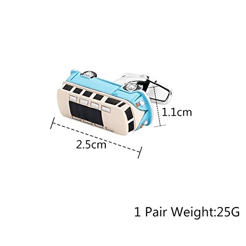 Epinki Hombre Acero Inoxidable Gemelos Azul Amarillo Forma Camper Bus Forma Botones de Puños para Boda Negocios