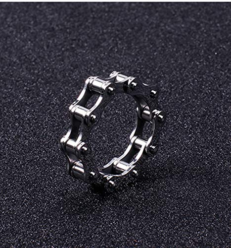 Epinki Hombre Anillo Acero Inoxidable Cadena Biker Plata Bandas de Boda Talla 25