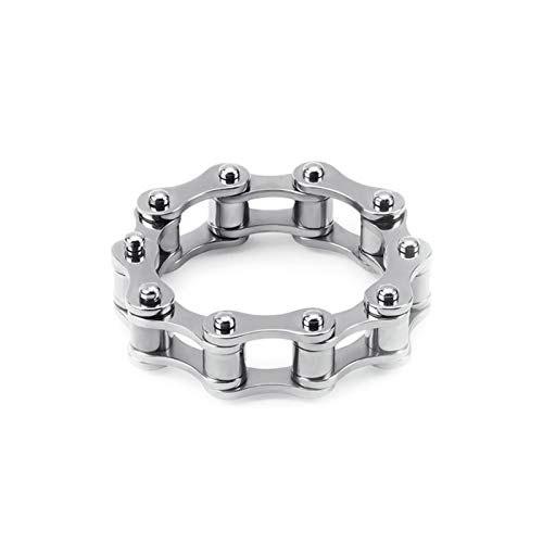 Epinki Hombre Anillo Acero Inoxidable Cadena Biker Plata Bandas de Boda Talla 25