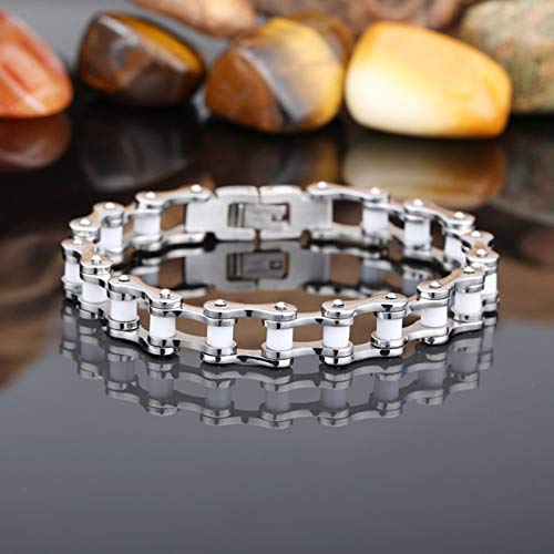 Epinki Hombre Pulsera Titanio Cadena de Bicicleta Plata Brazalete Encantado