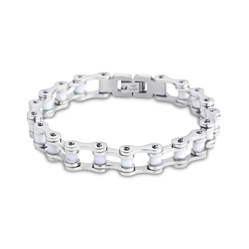 Epinki Hombre Pulsera Titanio Cadena de Bicicleta Plata Brazalete Encantado